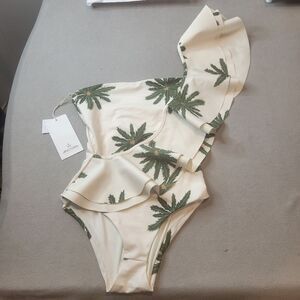 Ancora Maxi Palmer Bolero Print Ruffle One Piece Swimsuit Size XS